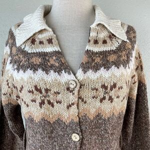 Evan-Picone Wool Blend Collared Cardigan Sweater Size M EUC